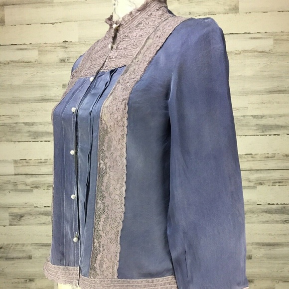 Lauren Ralph Lauren Sz 6P 100% Silk Button Up - Picture 3 of 8